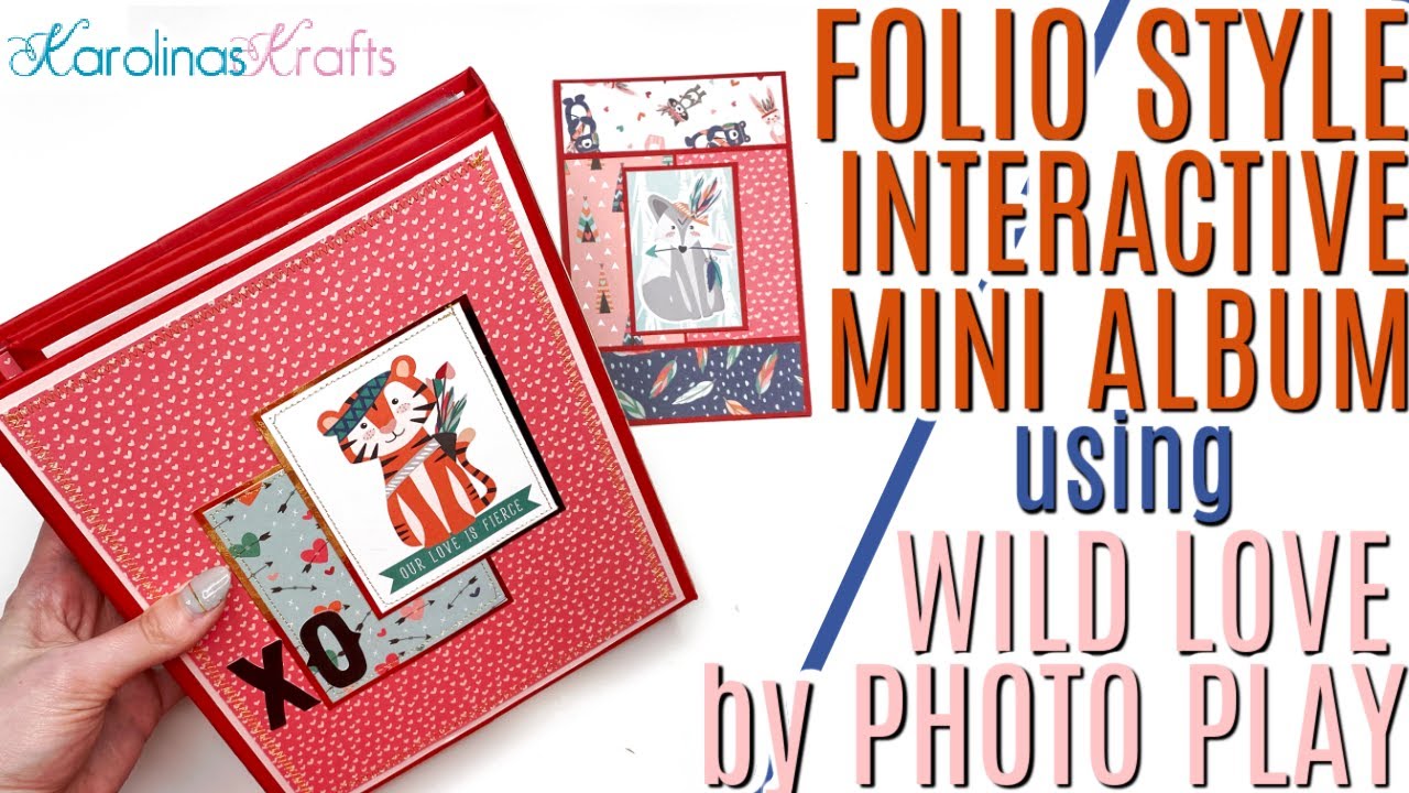 Folio Style Mini Album Wild Love by Photo Play, Scrapbooking Mini Album with Clear Photo Inserts
