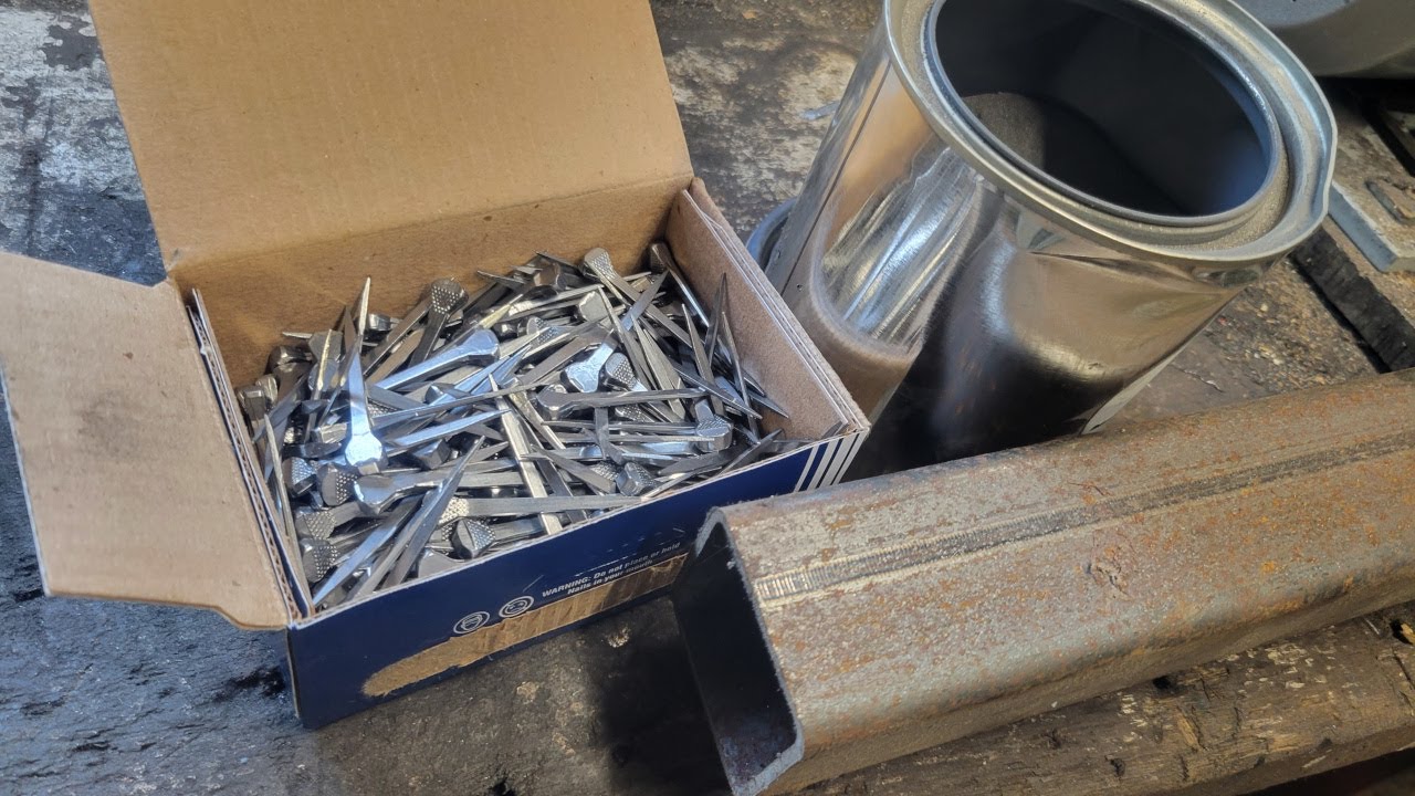 Horse Shoe Nail Canister Damascus