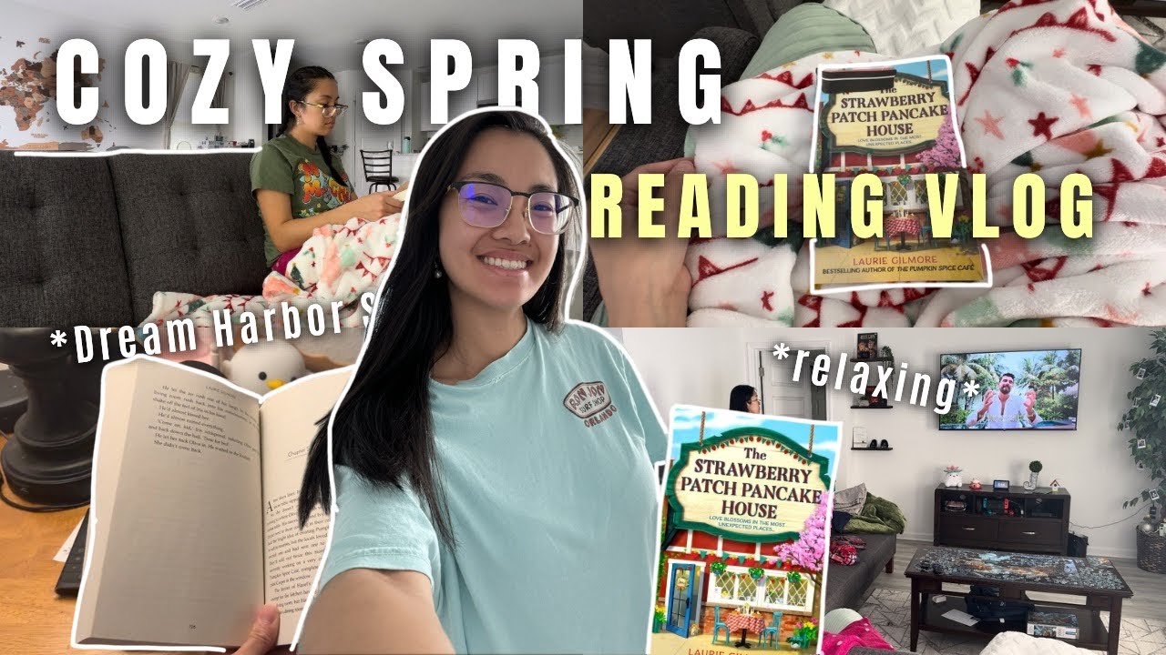 COZY SPRING READING VLOG | Dream Harbor Series, Strawberry Patch Pancake House