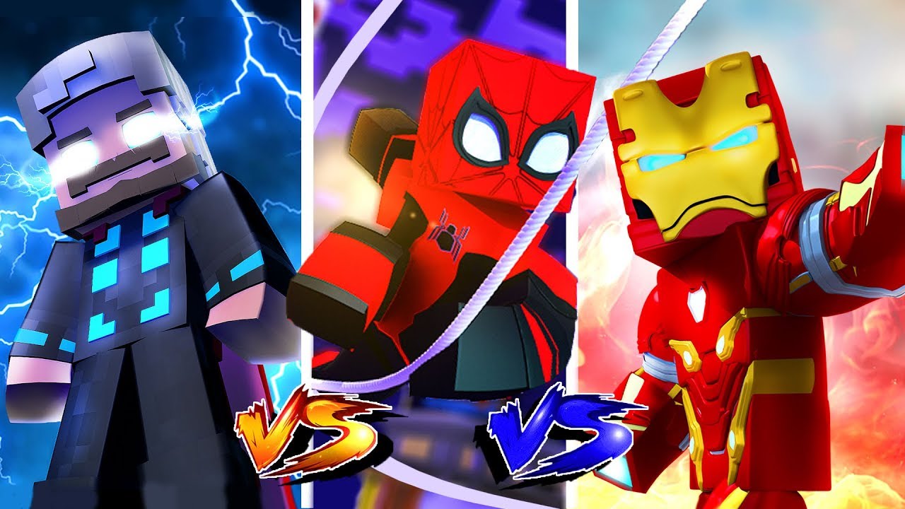 Minecraft: HERÓIS PVP - THOR vs HOMEM ARANHA vs HOMEM DE FERRO!