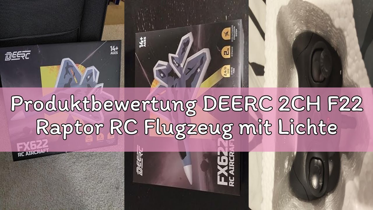 Produktbewertung DEERC 2CH F22 Raptor RC Flugzeug mit Lichtern, Ferngesteuertes Flugzeug Kampfspielz