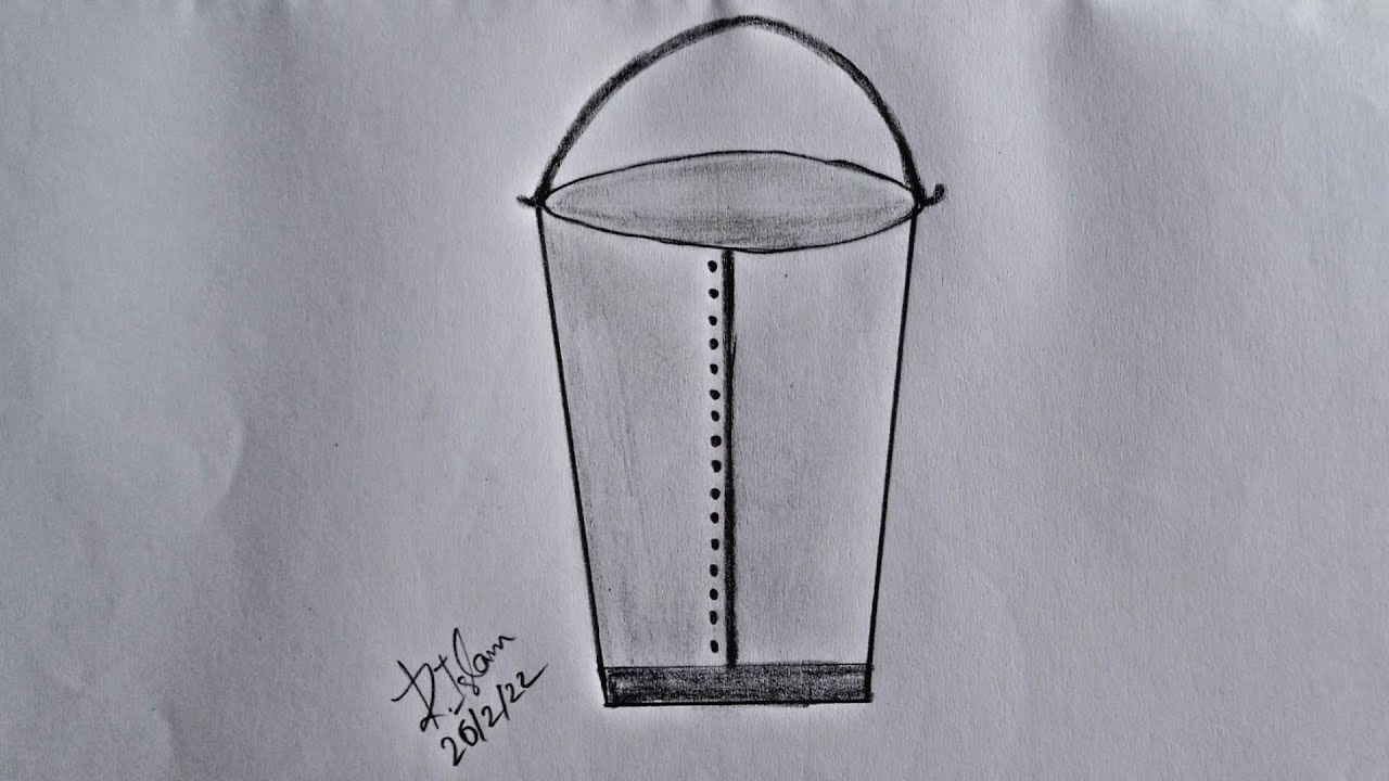 How to draw an object (Bucket) step by step (very easy) || বালতি আঁকার সহজ নিয়ম || Rumana Meem