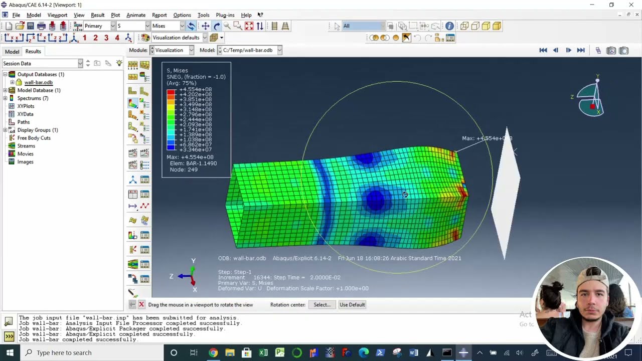 ABAQUS hollow bar rigid plate contact