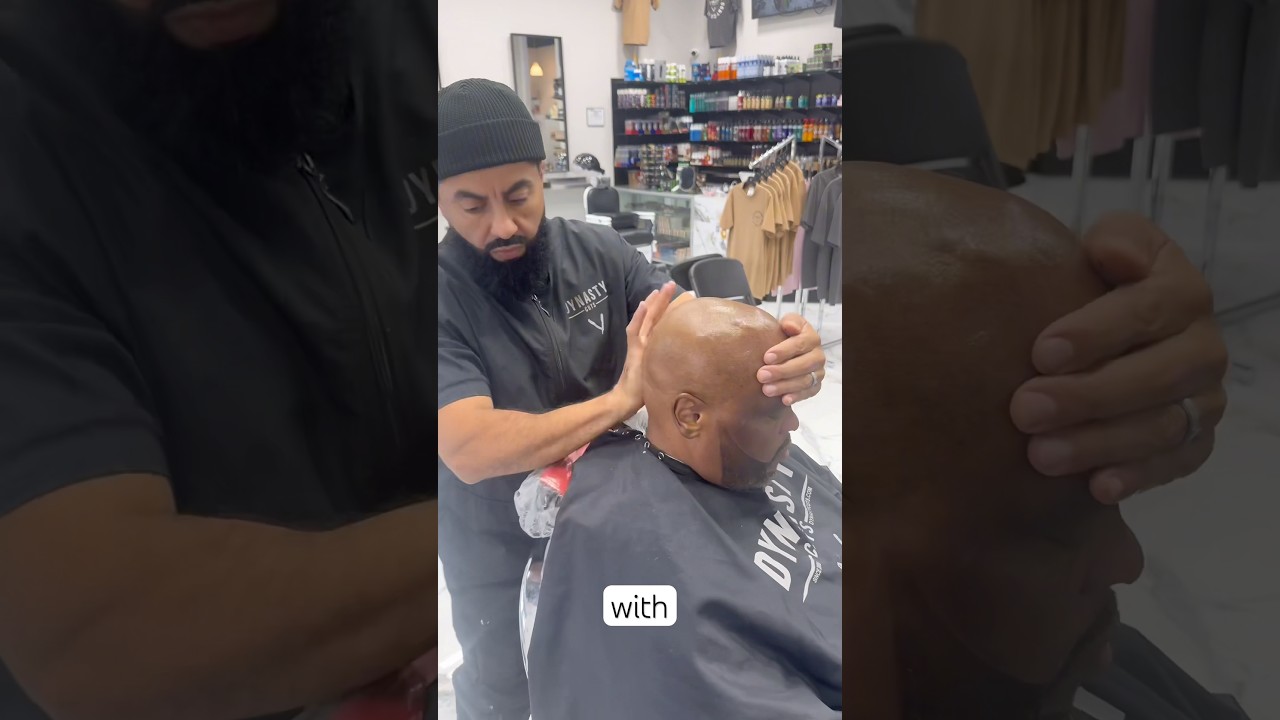 Bald head shave +beard color +hot towel massage = unmatched experience👑#DynastyCuts #LuxuryGrooming