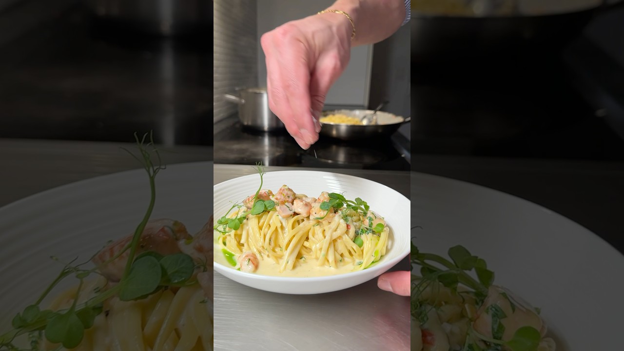 ASMR Salmon Pasta #pasta #salmon #linguine
