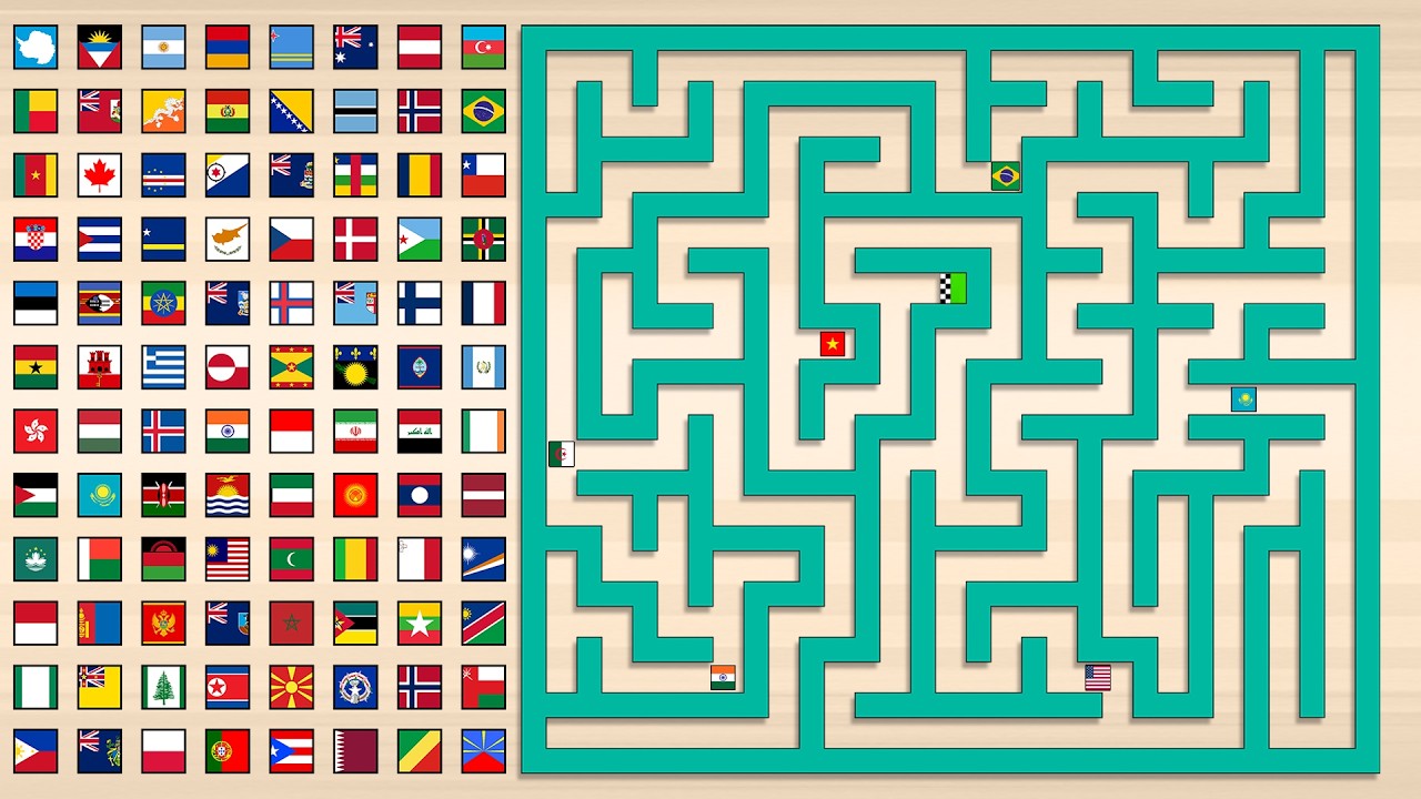 Гонка по лабиринту в сельской местности - Кто выберется из лабиринта? | Гонка с флагами!