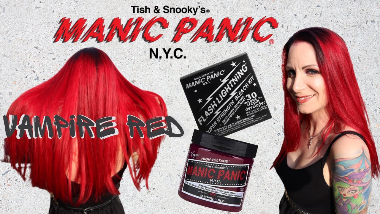 MANIC PANIC VAMPIRE RED ON BLEACHED AND UNBLEACHED HAIR | SHADOW ROOTS