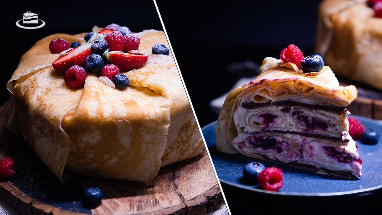 Tort de Clatite cu Fructe de Padure & Ciocolata Fara Coacere / No Bake Berry & Chocolate Crepe Cake