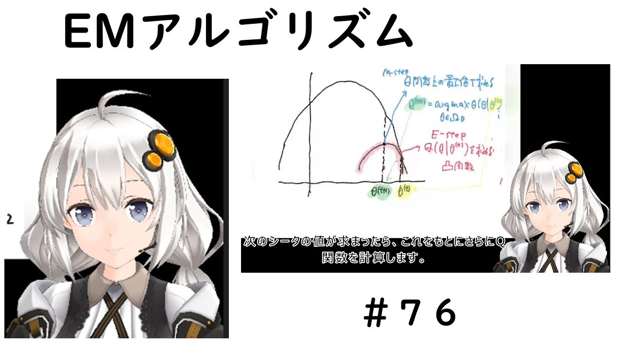 解説76 EMアルゴリズム (期待値最大化手法、最尤推定アルゴリズム、Q関数、EステップとMステップ)