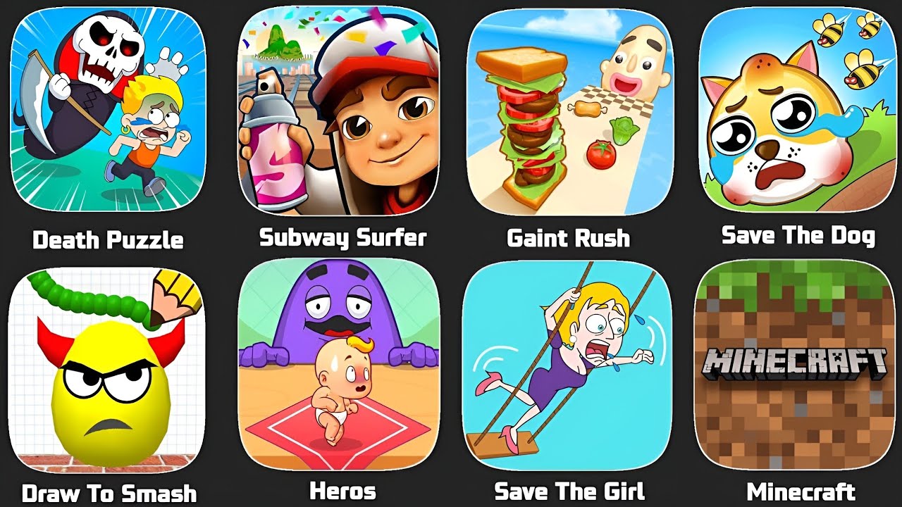 Gramic Monster Scary survival, Subway Surfers, Heros,Count Master, Death puzzle Sonic Dash,Minecraft