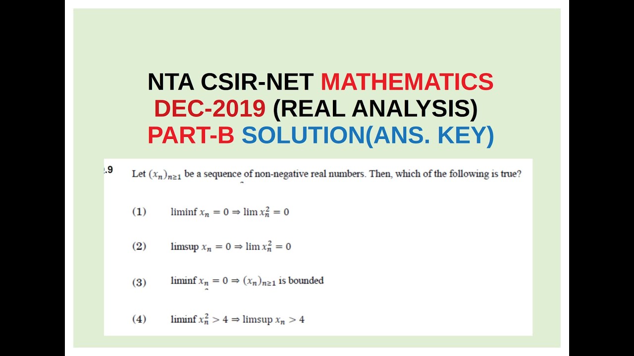 NTA CSIR NET/JRF Mathematics December 2019 Paper solution || Part-B || REAL ANALYSIS ||