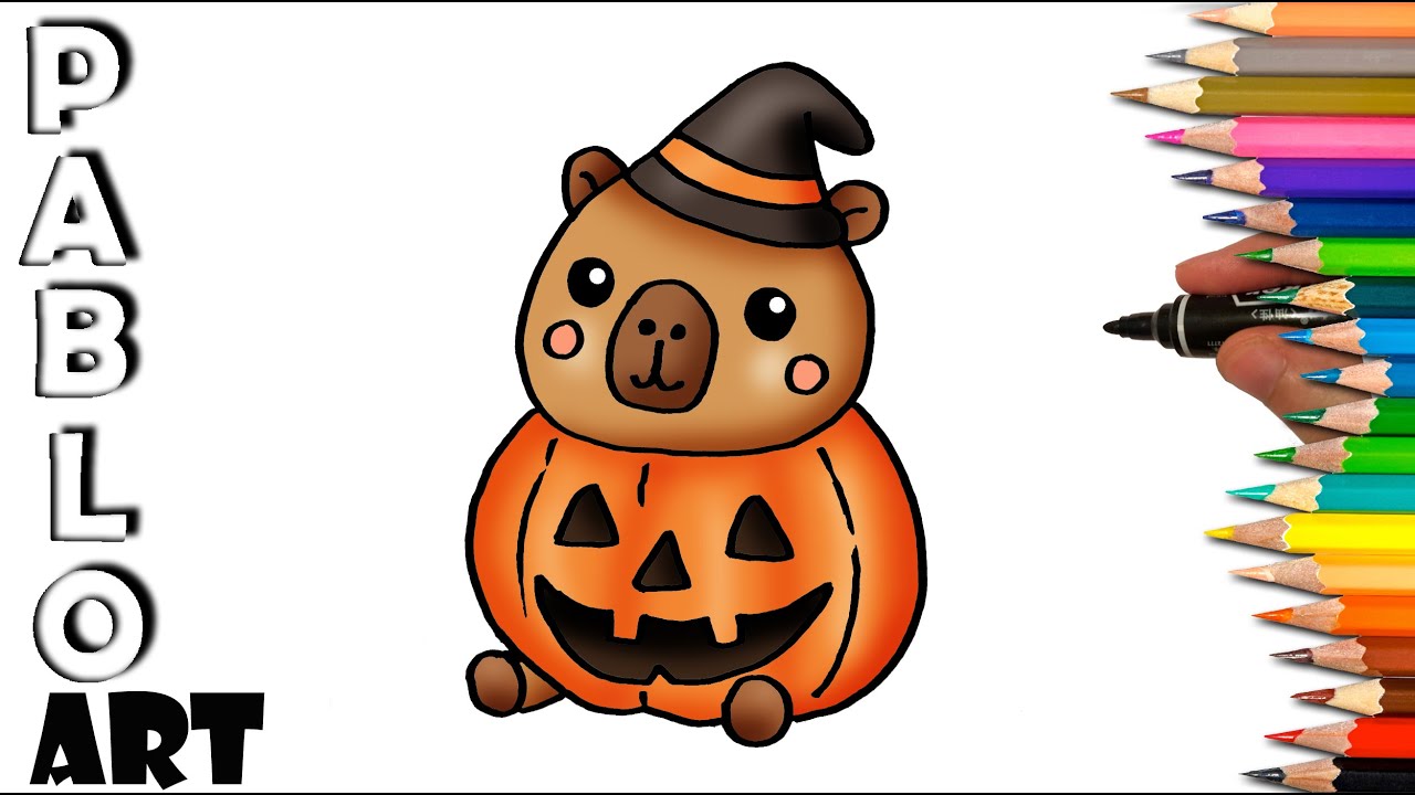 How to draw a Capybara for Halloween | step by step