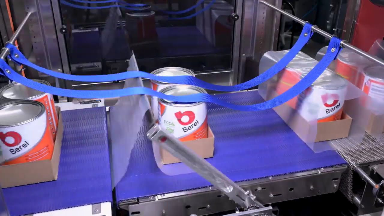 Paint Can Tray Loader and Shrink Wrap Machine for Multipack Packaging