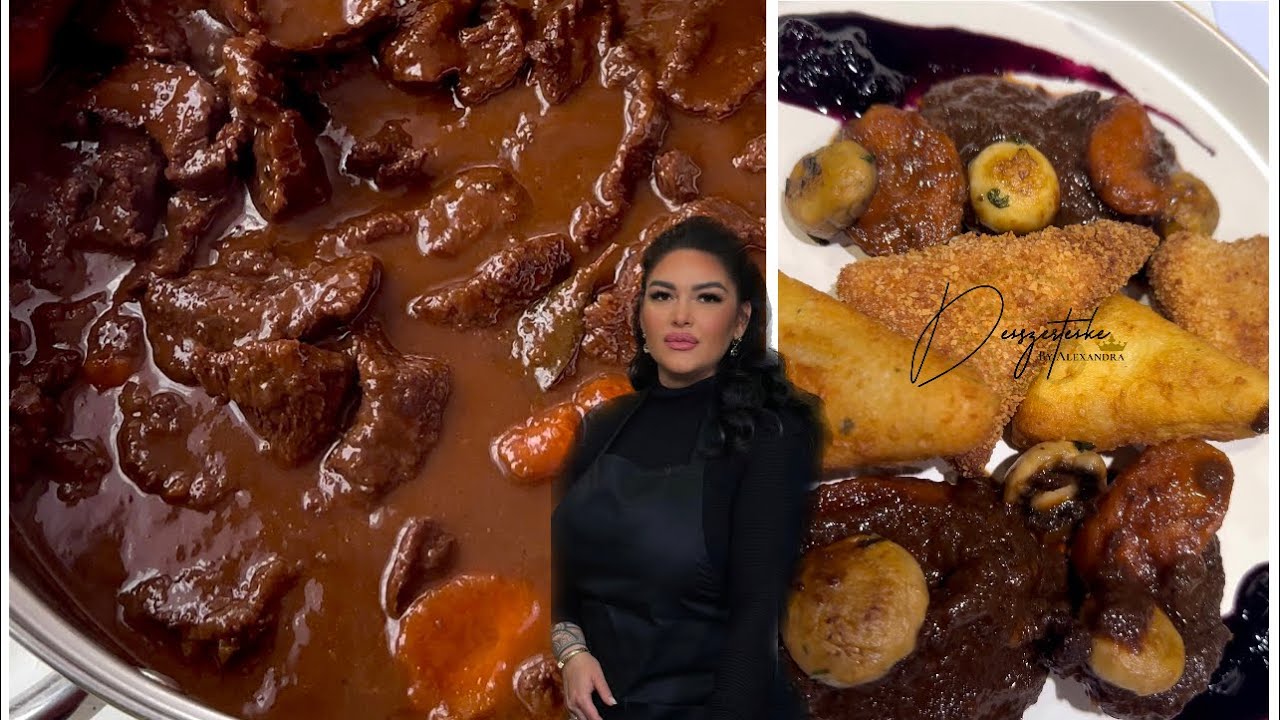 Vörösboros Áfonyás Marhapofa 🥩🫐🍷+krokett Nagy kedvencünk, próbáljátok ki ti is🤤 #food #beef #főzés