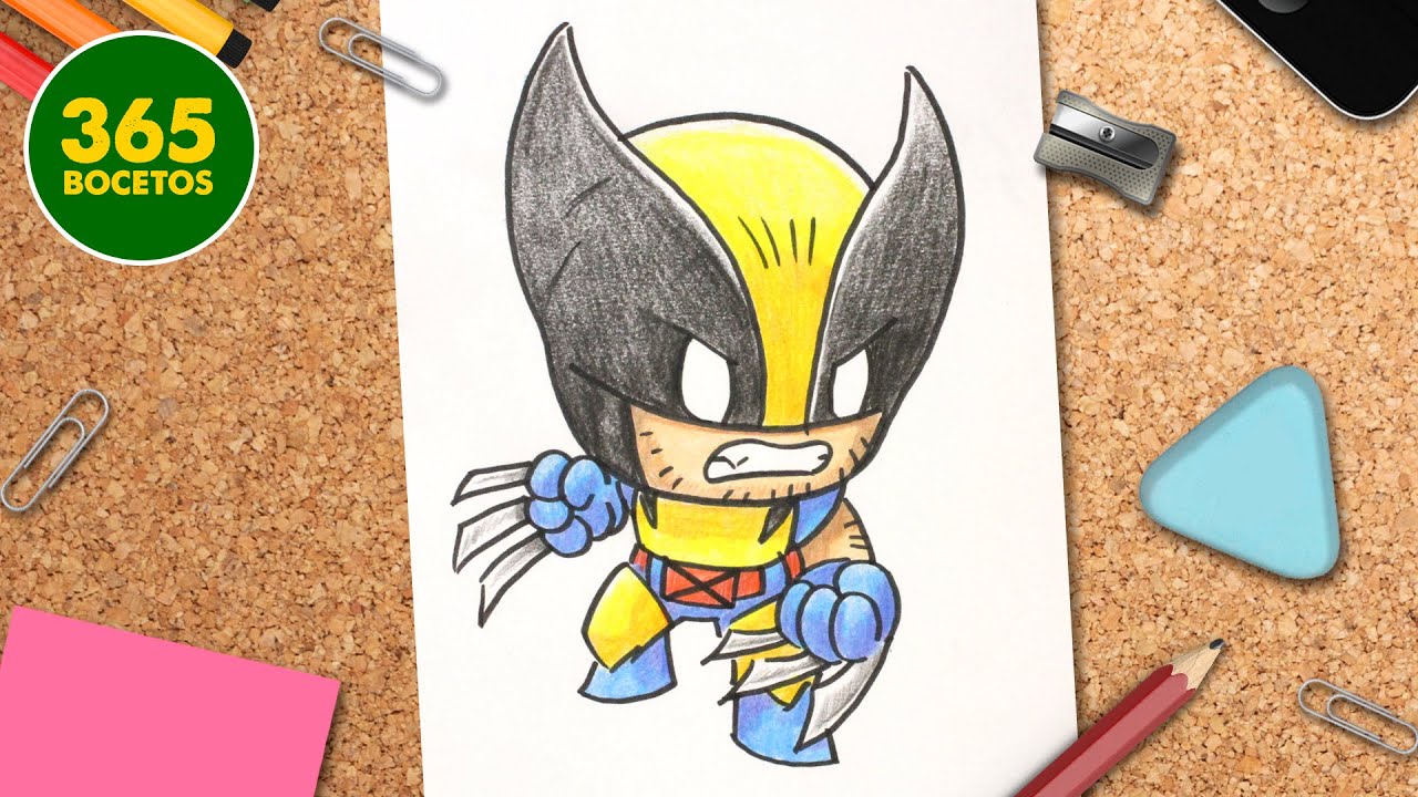 CÓMO DIBUJAR A WOLVERINE KAWAII - Cómo dibujar a Lobezno - Dibujos kawaii paso a paso