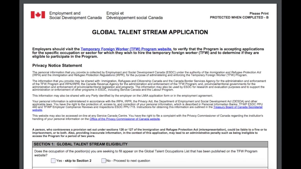 How to fill out the Global Talent Stream Application: Part 1