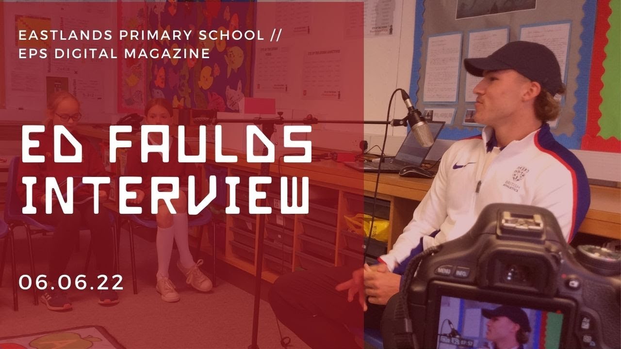 Ed Faulds, European Under 20 400m Champion visits Eastlands Primary School.