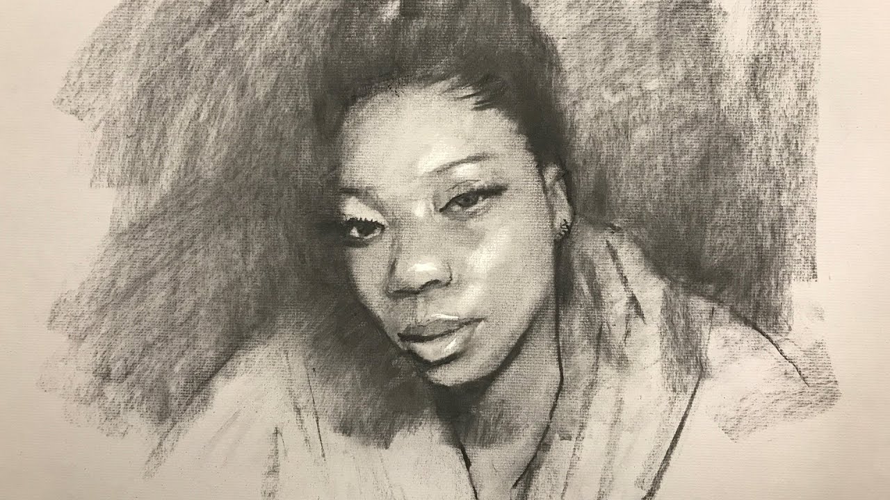 Portrait Drawing with Charcoal - Measure for Proportions [Cheyann]