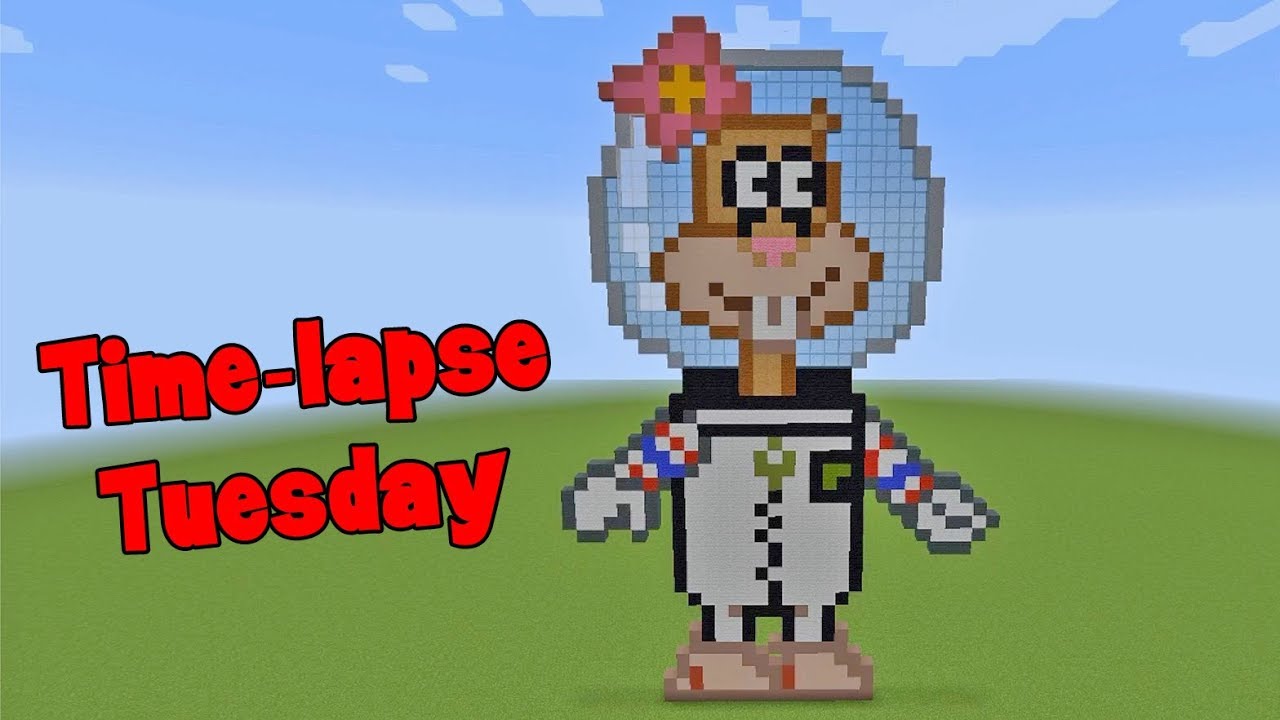 Time-lapse Tuesday! Sandy Cheeks from Spongebob Squarepants Minecraft Pixel Art