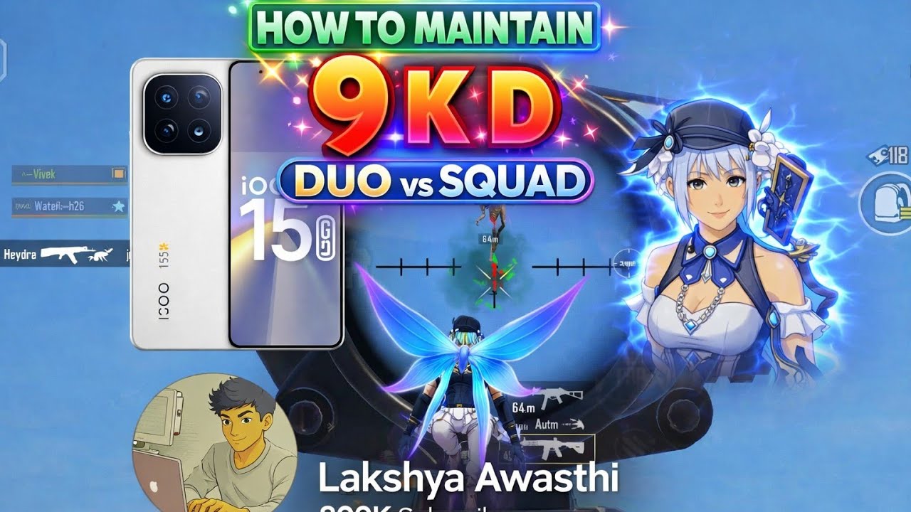 Duo vs Squad Rush Gameplay in iQOO 15 Maintaining 9 Kd in BGMI Battle Ground Mobile India 