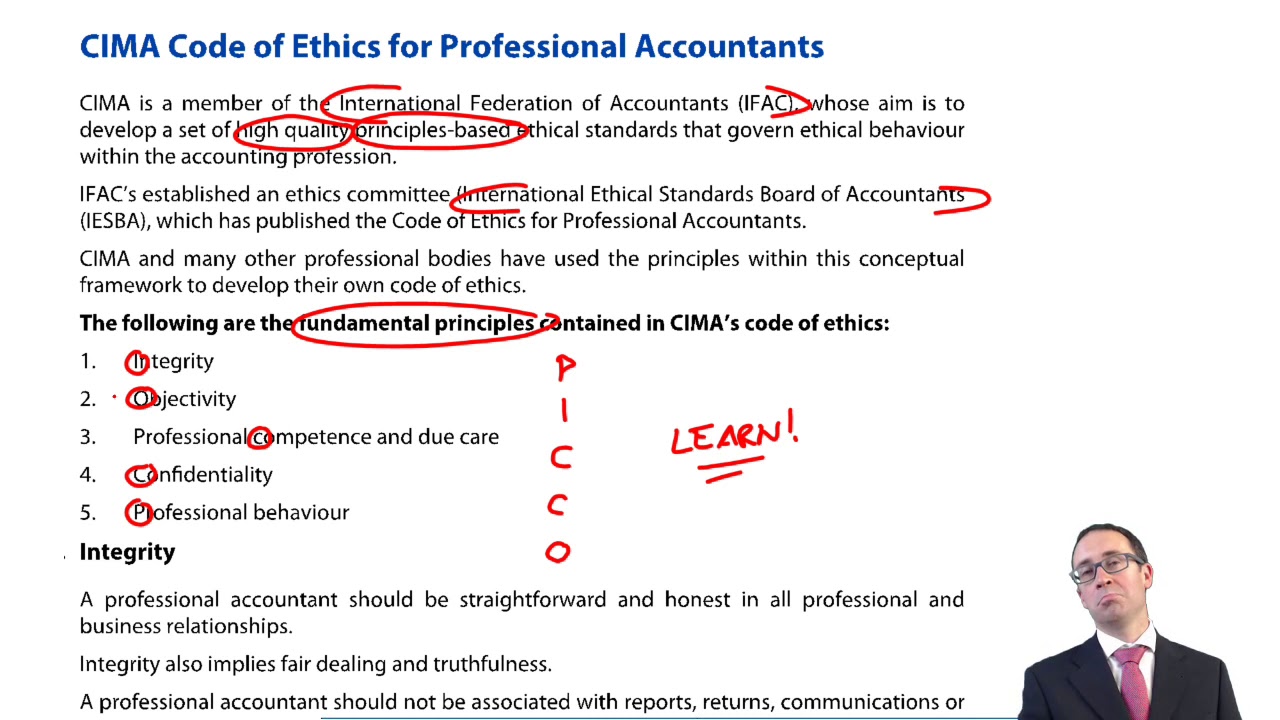 Ethics - CIMA F1 Financial Reporting