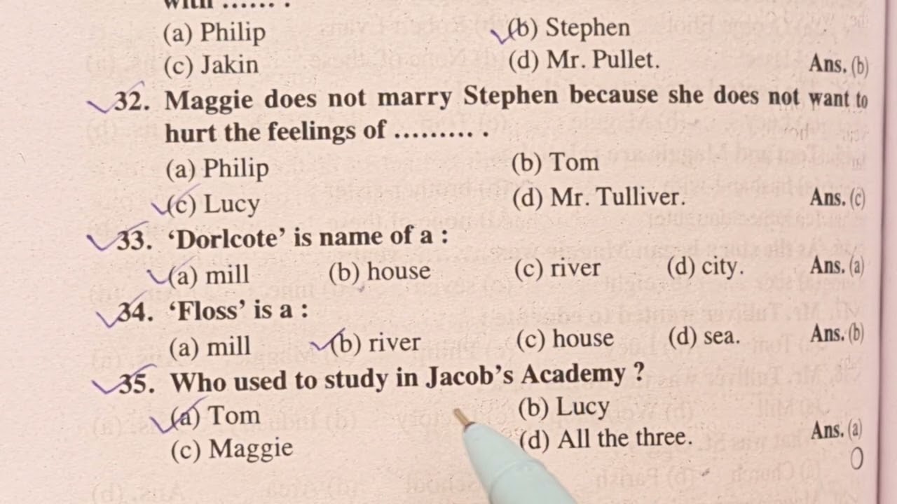 Most important mcqs on 'The Mill on the Floss' by George Eliot (Mary Anne Evans)