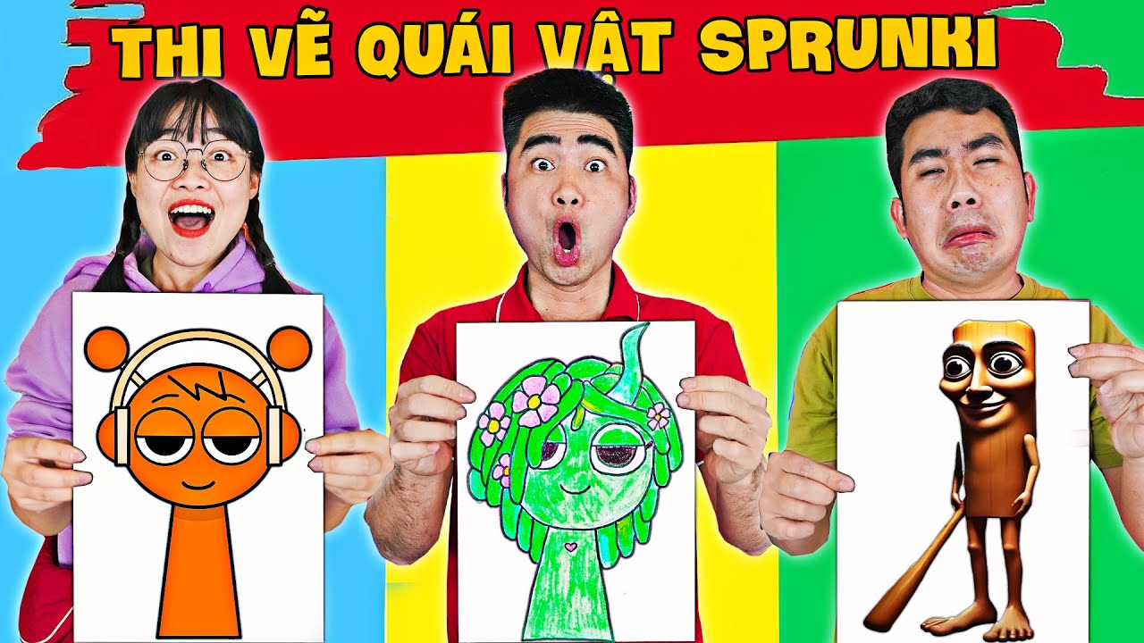 Gấu Đỏ TV - Thi Vẽ Hà Sam, Thi Vẽ Quái vật Âm Nhạc, Thi Vẽ Shin Cậu Bé Bút Chì - Ai Vẽ Giỏi Nhất