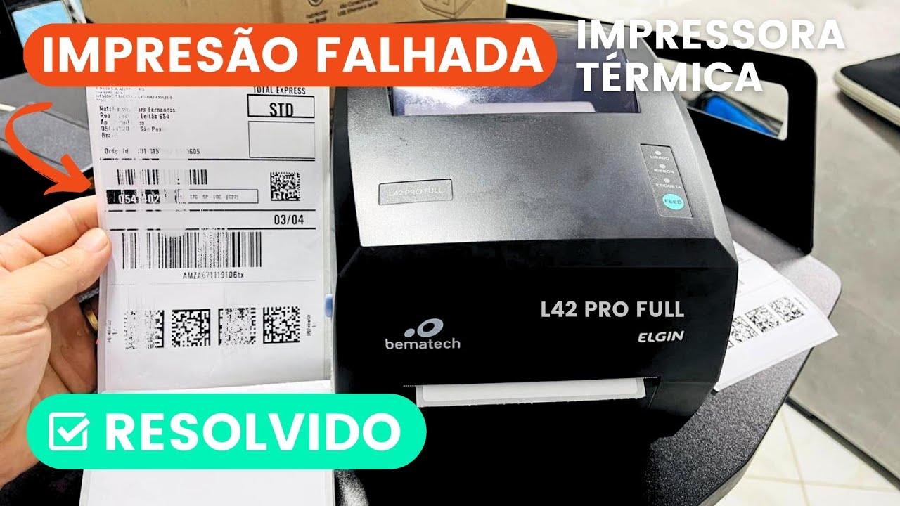 Como corrigir o problema de IMPRESSÃO com etiqueta FALHADA em impressora térmica Elgin L42 Pro Full