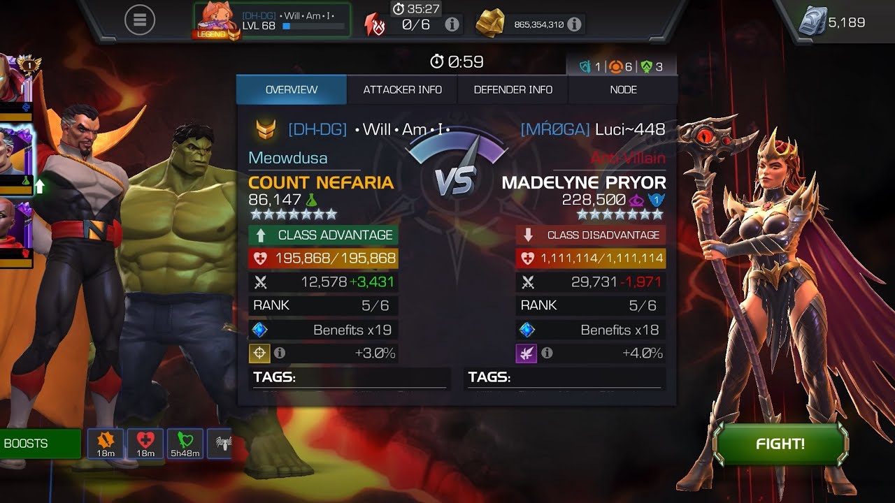 AW Season 68. Count Nefaria vs Madelyne Pryor on Node 46  Aspect of Evolution / Enhanced Special 2