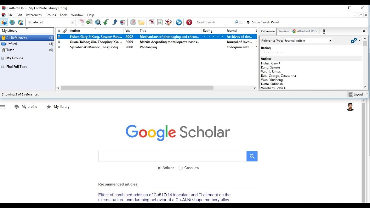2. EndNote (import references from Google scholar) دابەزاندنی سەرچاوە لە گوگڵ سکۆلار بۆ ناو ئێندنۆت