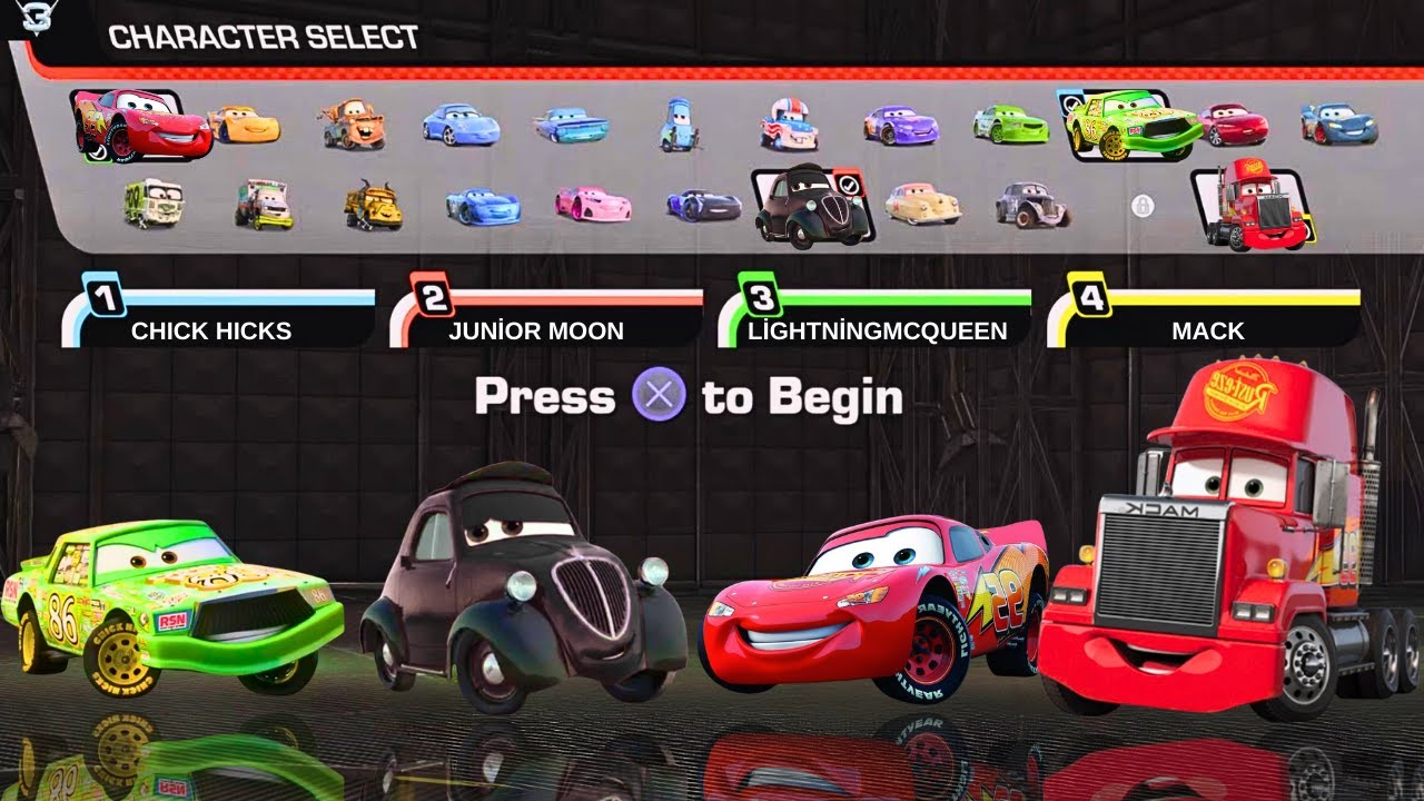 Cars 3: Driven to Win Custom Cup Split screen 4 player Chick Hicks Junior moon LightningmcQueen Mack
