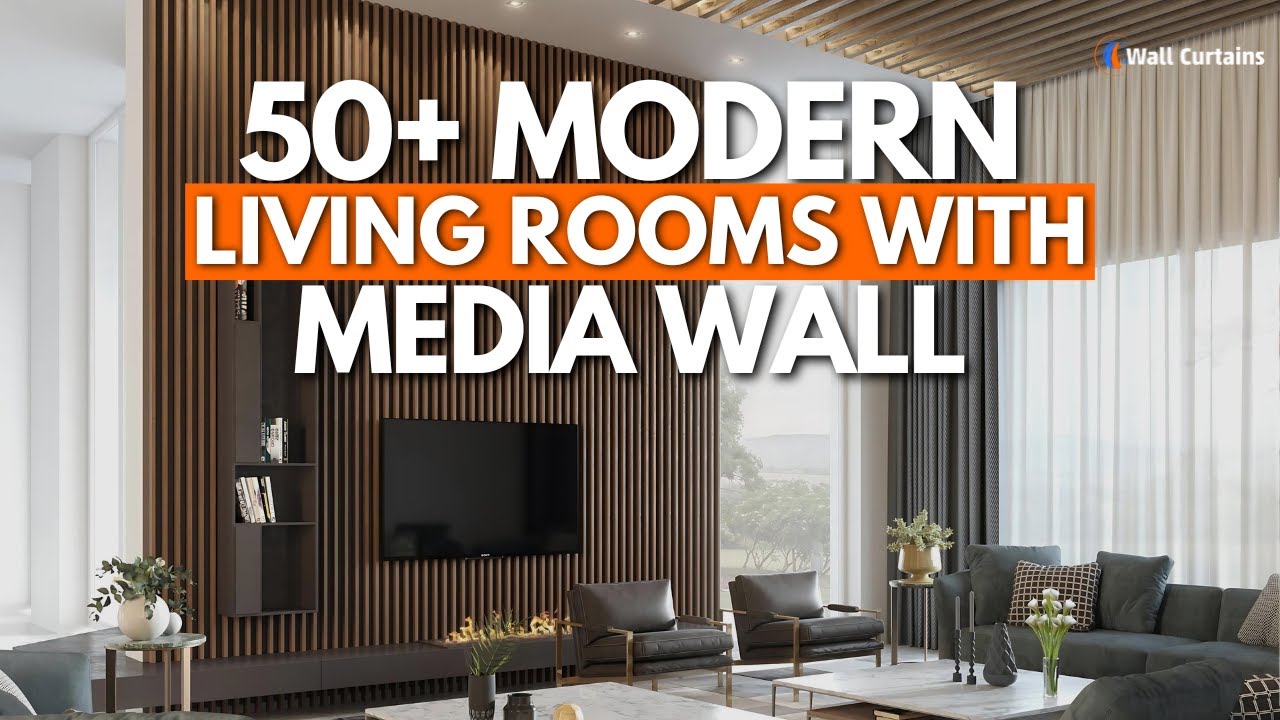 50+ Modern Living Rooms With Media Wall | TV Wall Ideas