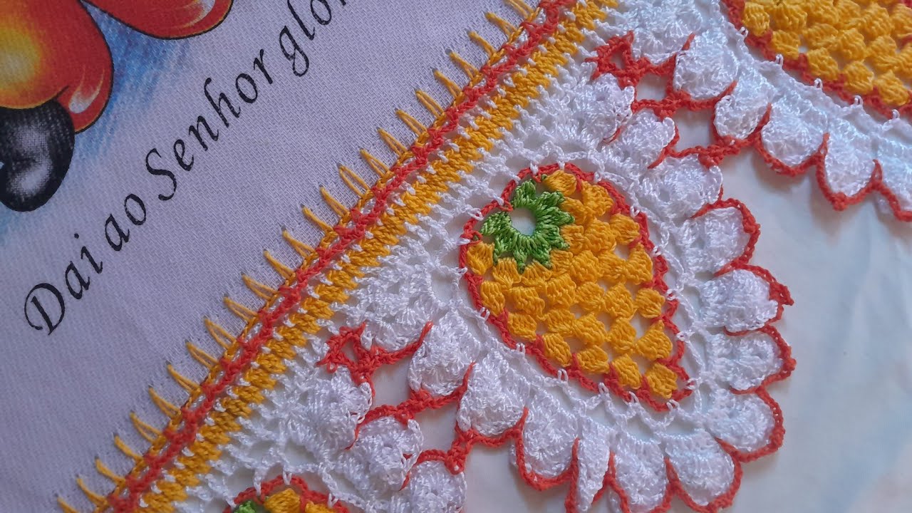 barrado de crochê de frutas!.🍇🍓🍋.(VERSÃO DESTRA).vídeo aula.#crochês #artesanato #crochet.