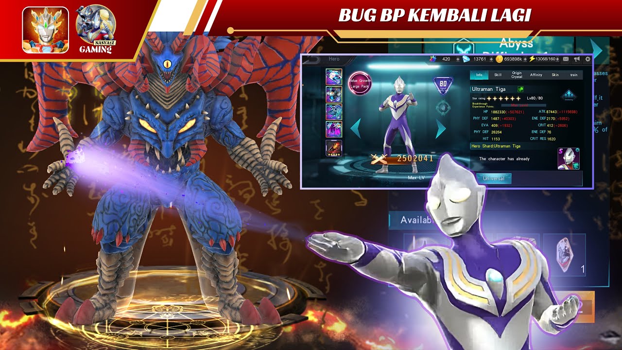 BUG BATTLE POWER KEMBALI LAGI | TIGA SKY TYPE VS GRIMDO ULTRAMAN LEGEND OF HEROES