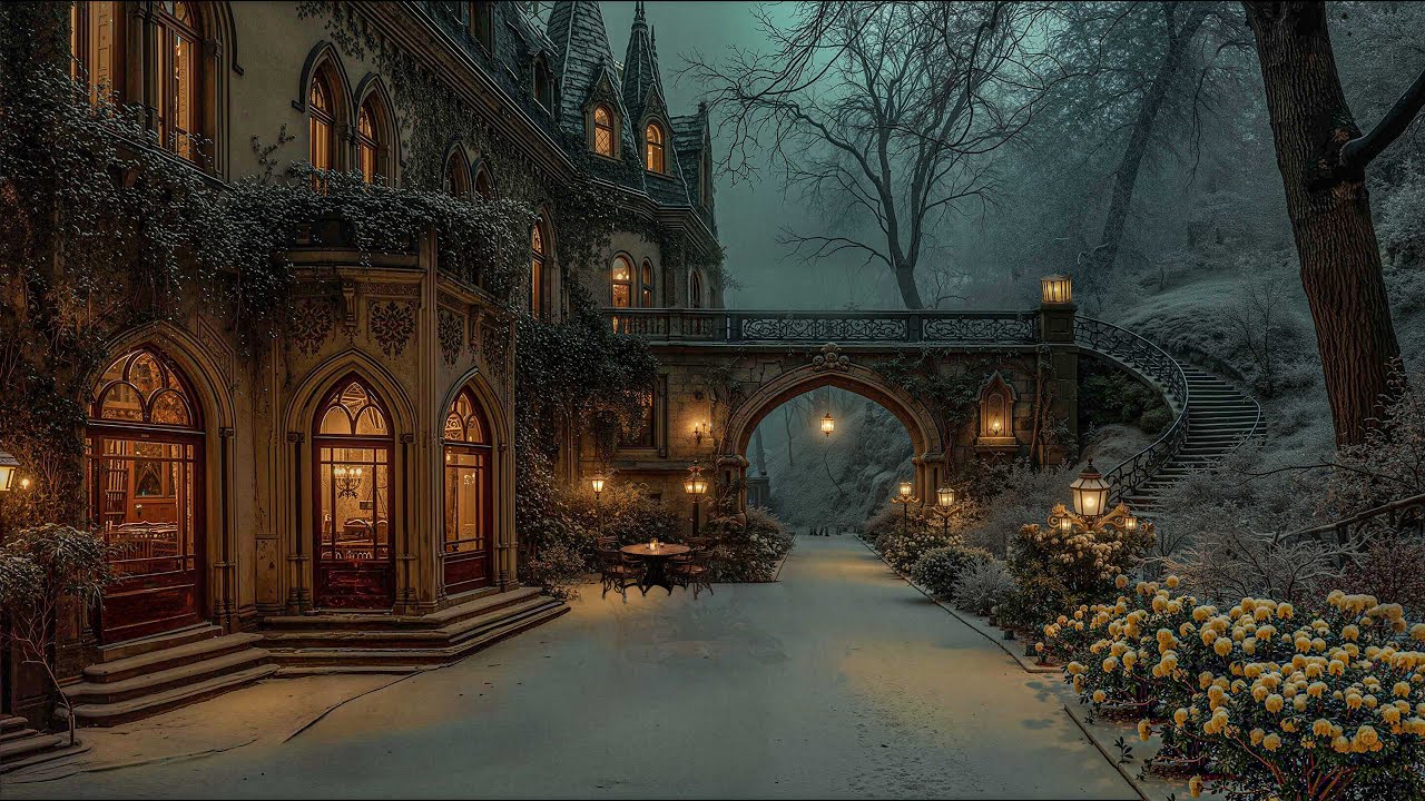 Snowy Victorian Academy Path ❄️ Dark Academia Ambience for Study, Deep Focus and Calm Winter Night