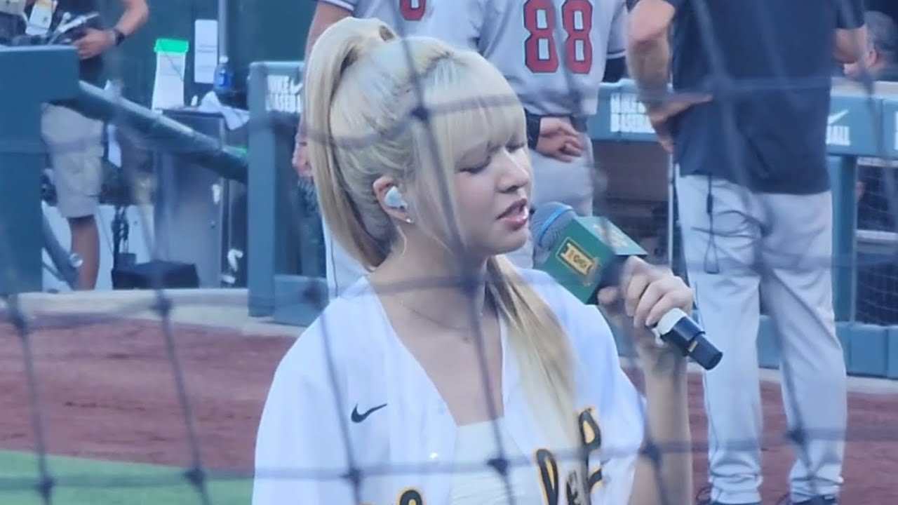 NMIXX – Sullyoon Throws First Pitch & Lily Sings US Nat'l Anthem | MLB A's Sutter Health Park 250801