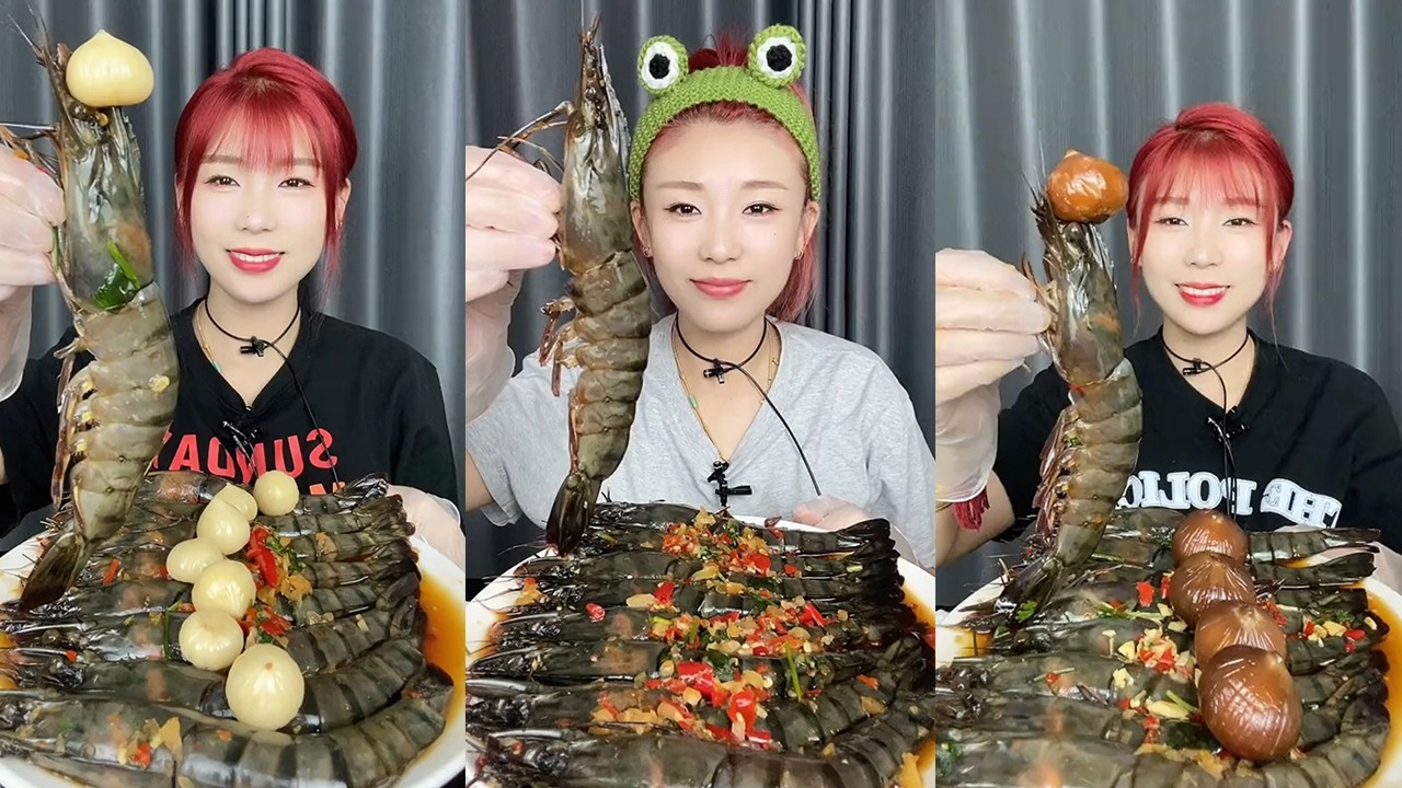 【MUKBANG】Black Tiger Shrimp🦐🌶🍋🧄#Seafood#ASMR#yummy