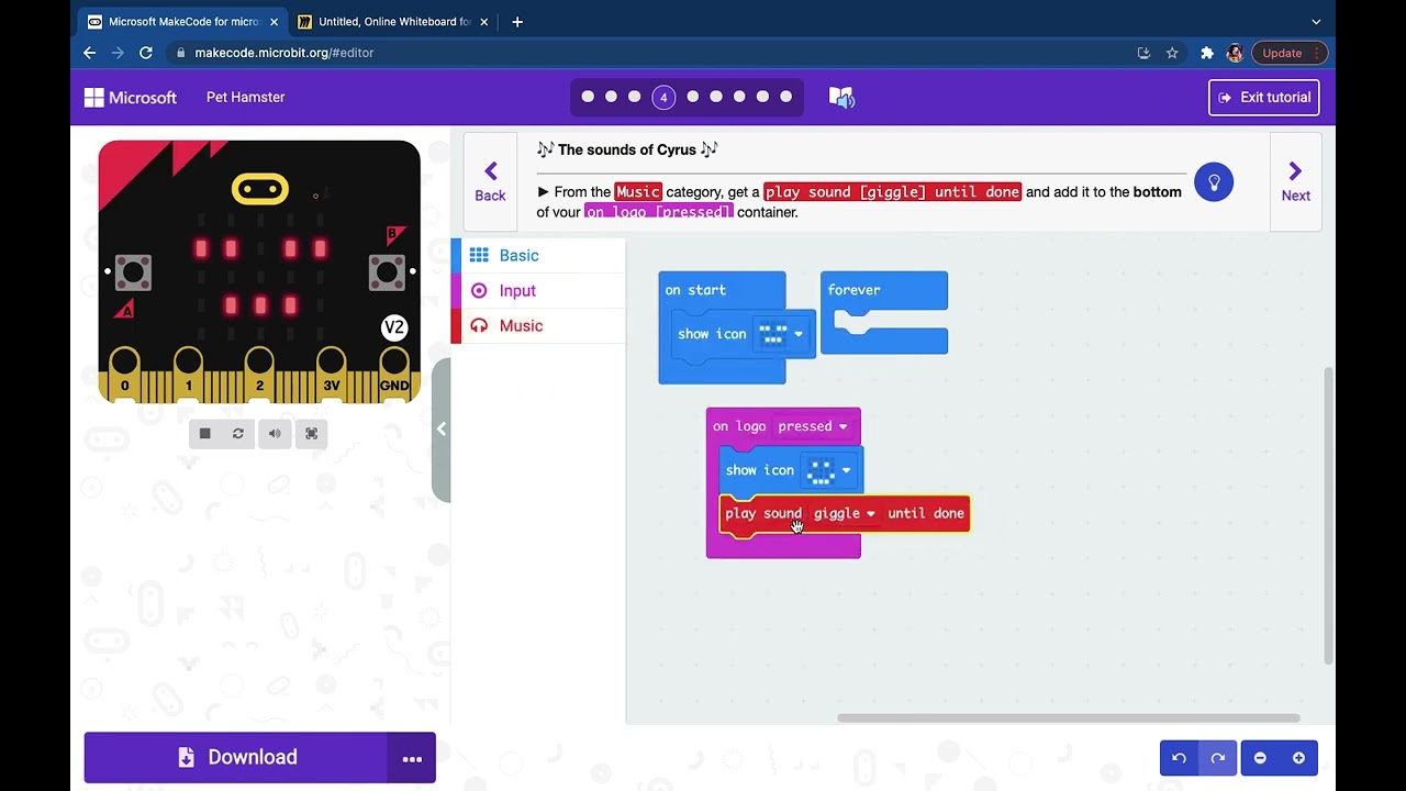 Creating 'Pet Hamster' on MakeCode through Tutorial