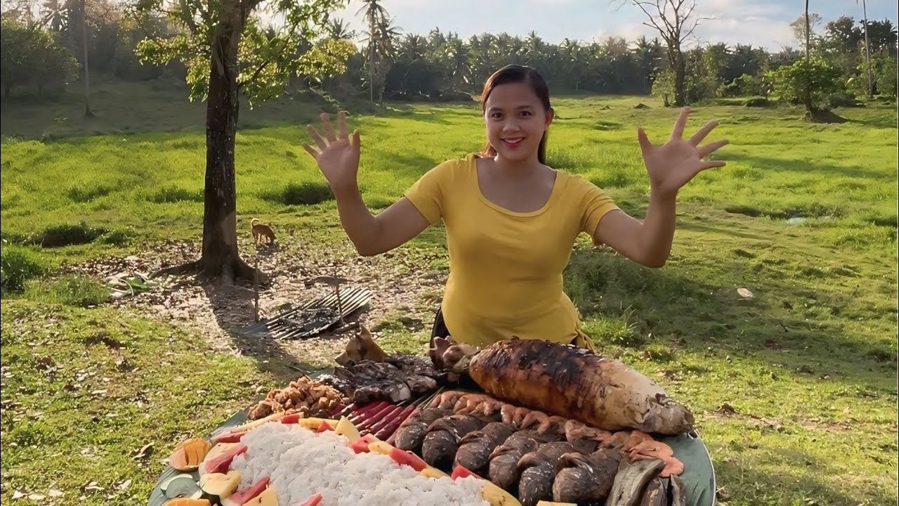 Boodle fight sa bundok&mdash;grilled giant pusit, solid sarap! 🦑🔥 