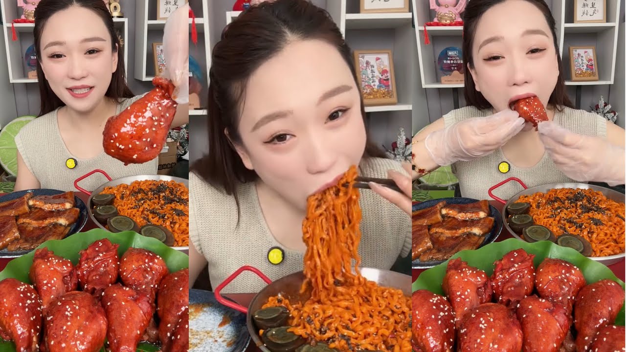 🔥 BIG CHICKEN DRUMSTICKS & SPICY NOODLES MUKBANG! 🔥🔥