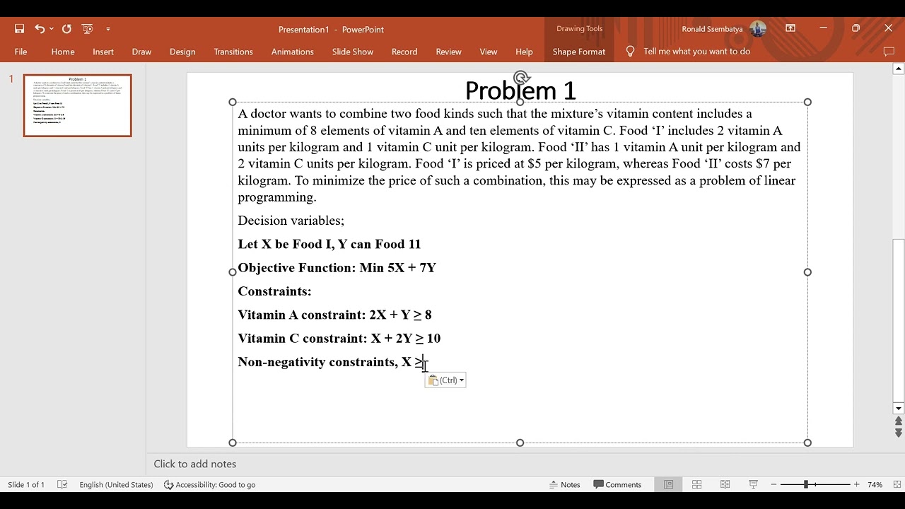 Linear Programming-Solved Example -By Ronald Ssembatya - Msc. Student @ Makerere University