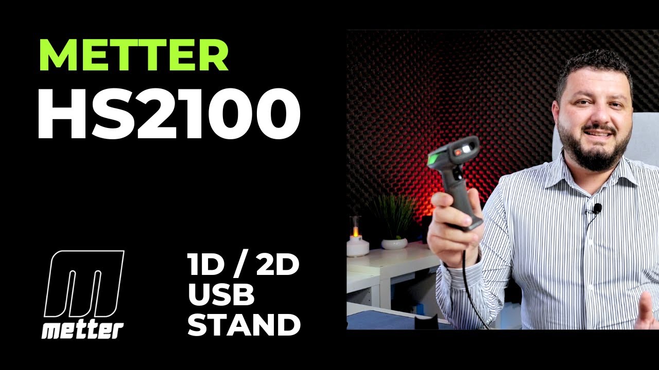 Cititor de coduri de bare 2D, USB, stand, Metter HS2100