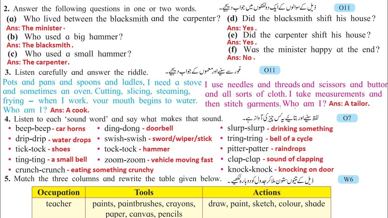 Tock Tock Tong Tong All Day Long Question Answer 5th Class English Subject Page No. 55 by Zameer Sir