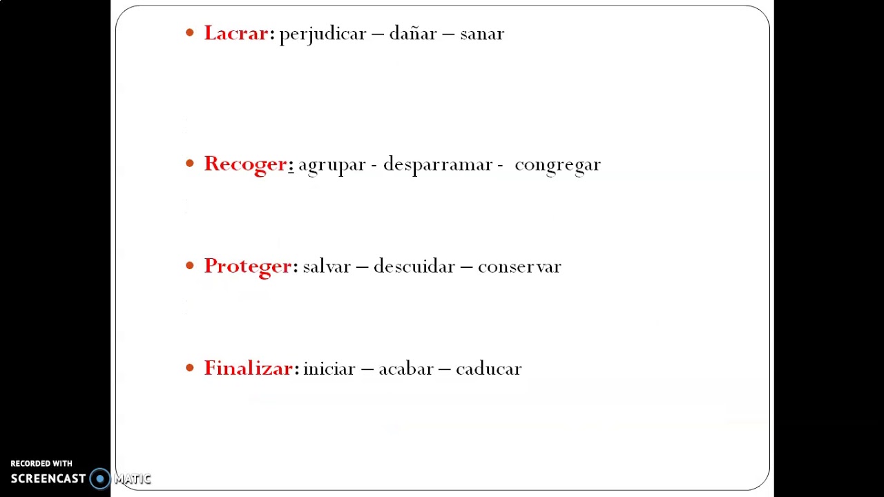 Actividades de léxico (Subraya el antonimo...)