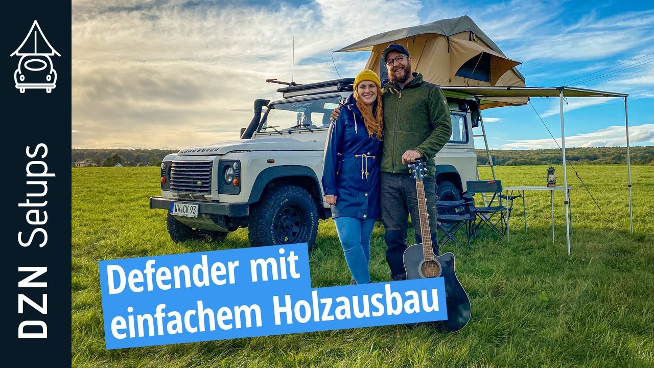 Dachzelt Land Rover Defender mit einfachem Holzausbau | Horntools Desert I Dachzelt & Markise