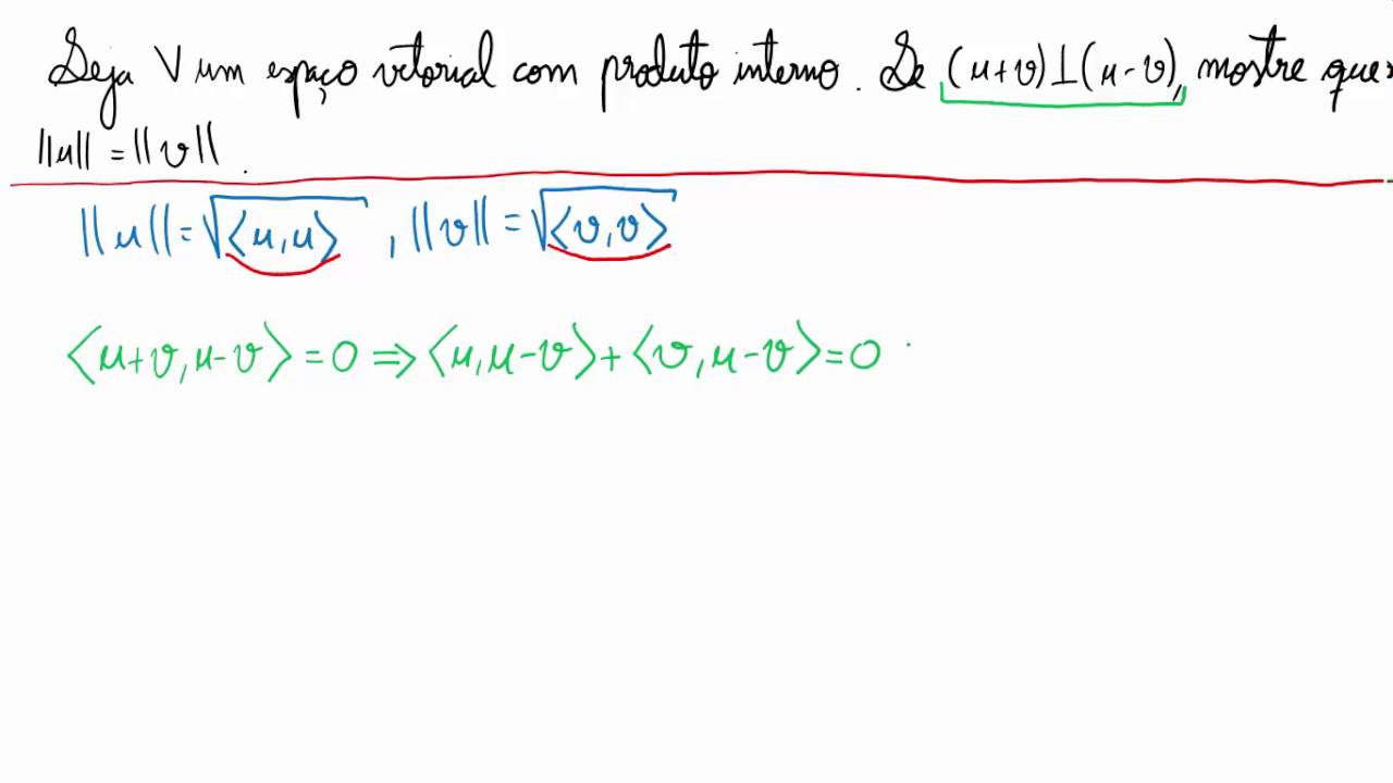 &Aacute;lgebra Linear - Defini&ccedil;&atilde;o de Produto Interno - Exemplo