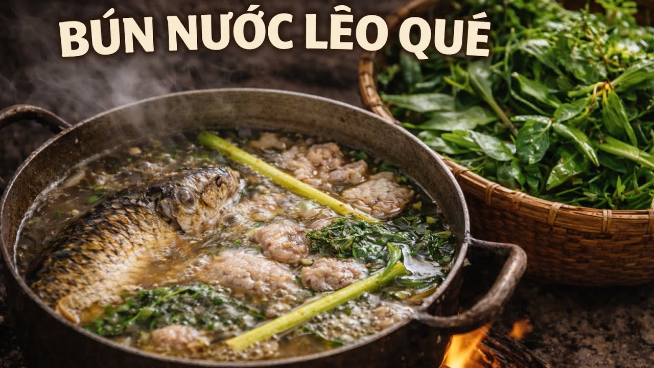 Bún Nước Lèo Cá Lóc & Thịt Heo Với Rau Rừng | Nấu Ngoài Trời Miền Tây