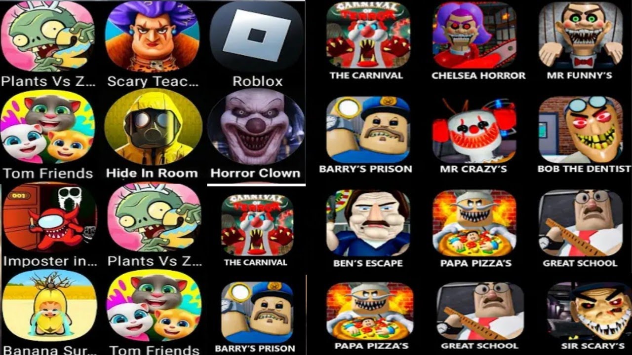 Roblox,Stumble Guys,Scary Teacher 3d,Dark Riddle 2,Grimace Monster Scary Survival , Hide In Backroom