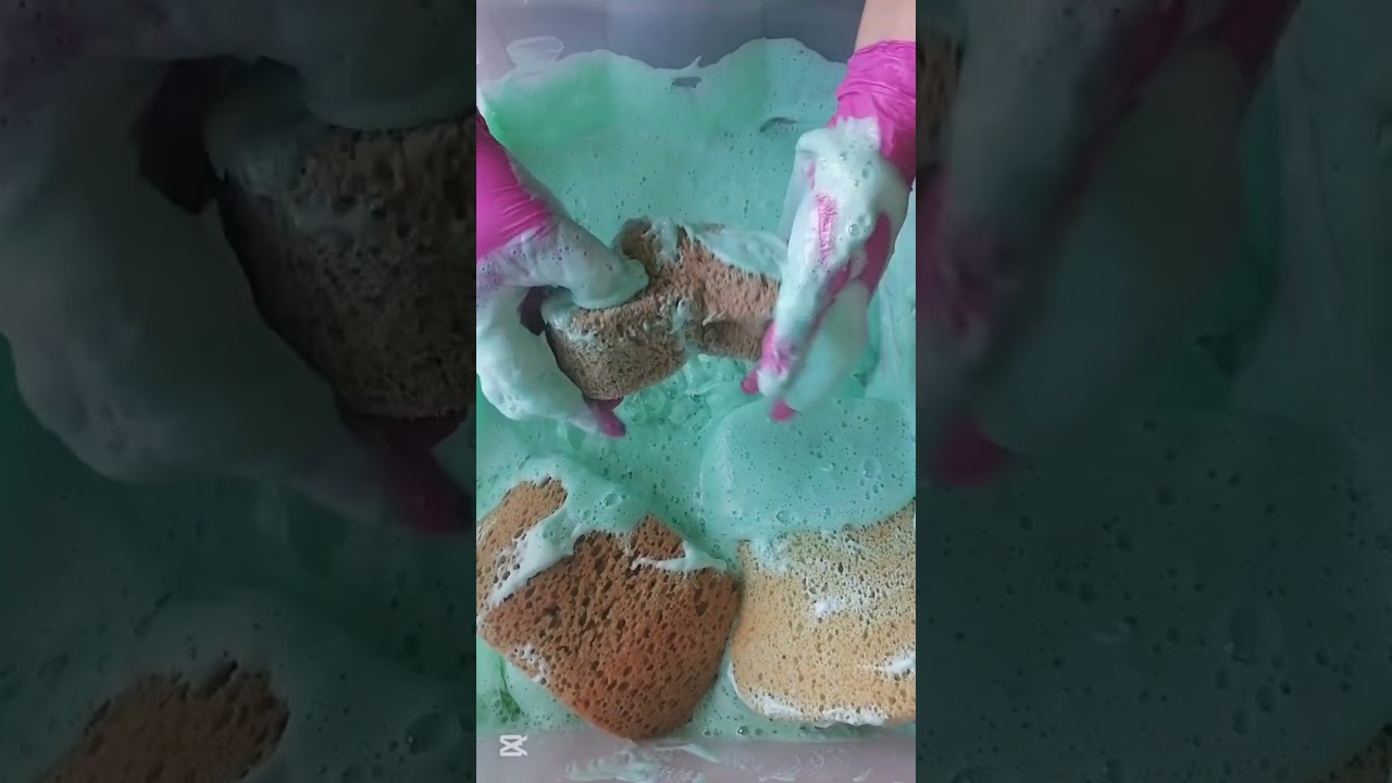 ASMR I Saved pine gel & laundry Paste mix, with added pine gel 🌲🧺☁️💙🧽💦