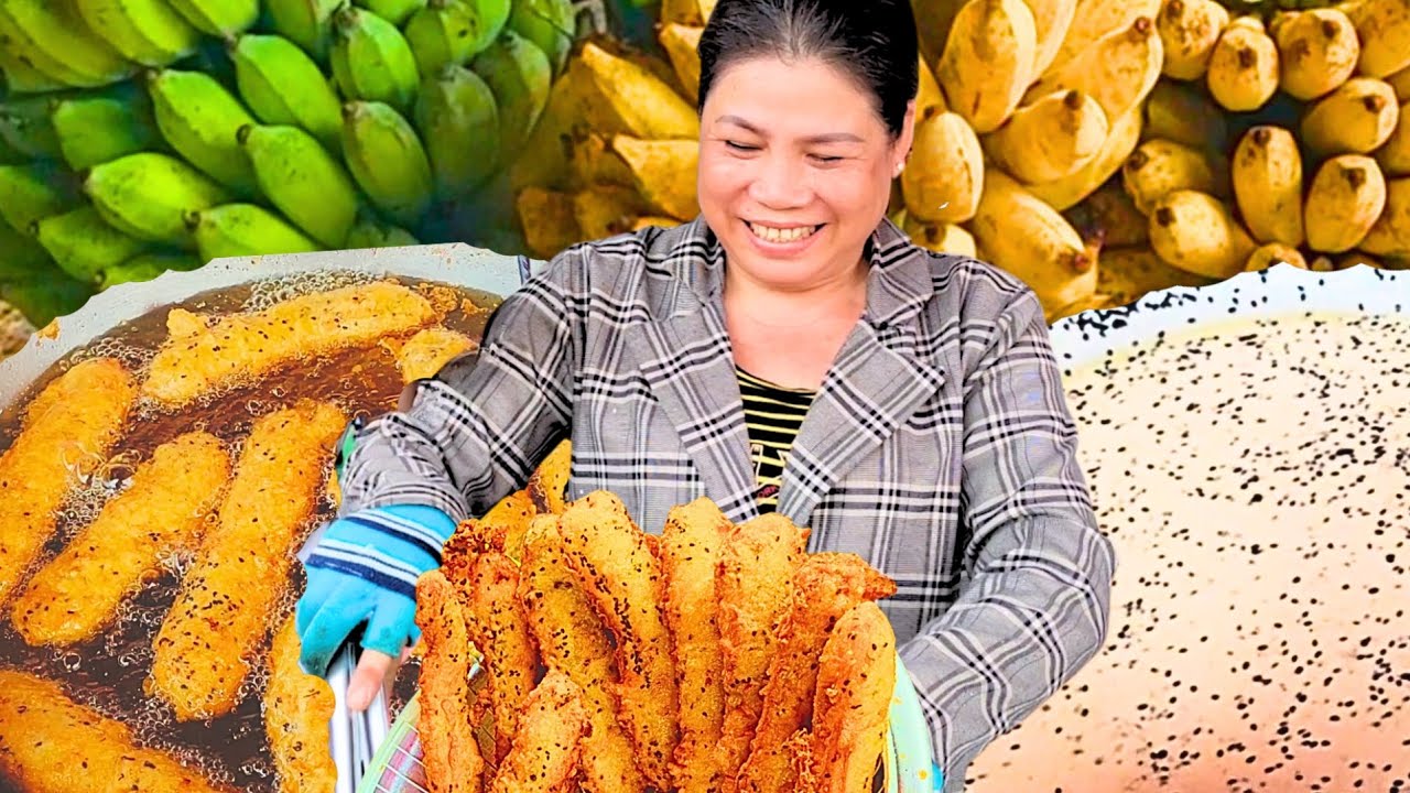 Cô Thiệp Bù Đăng nổi tiếng khách xếp hàng mua chuối chiên HƯỚNG DẪN CÁCH PHA BỘT KHÔNG NGẤM DẦU